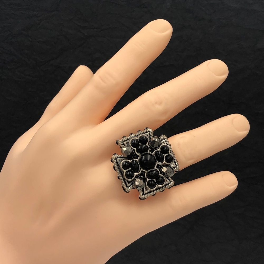 Squared Greek Maltese Cross Stretch Ring